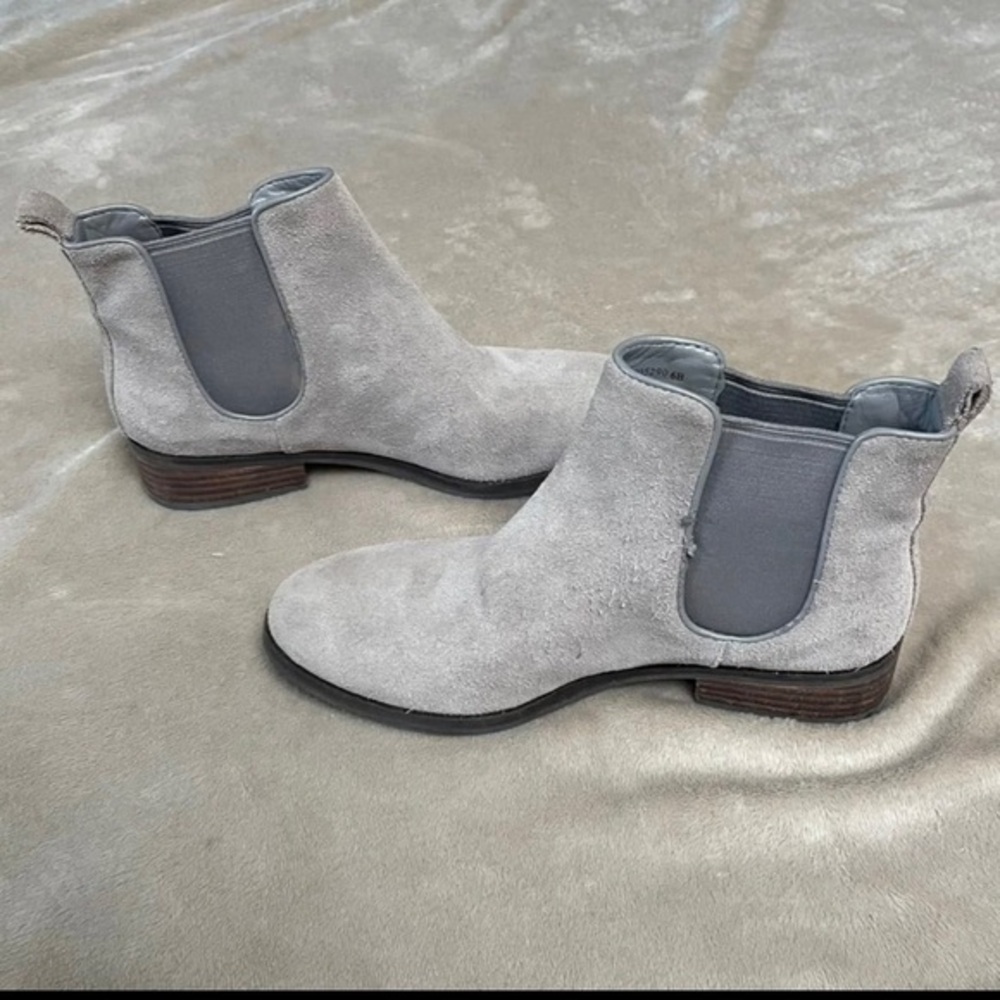 COLE HAAN Women Leather Suede Grey Ankle Boots Booties Shoes 6B 6
